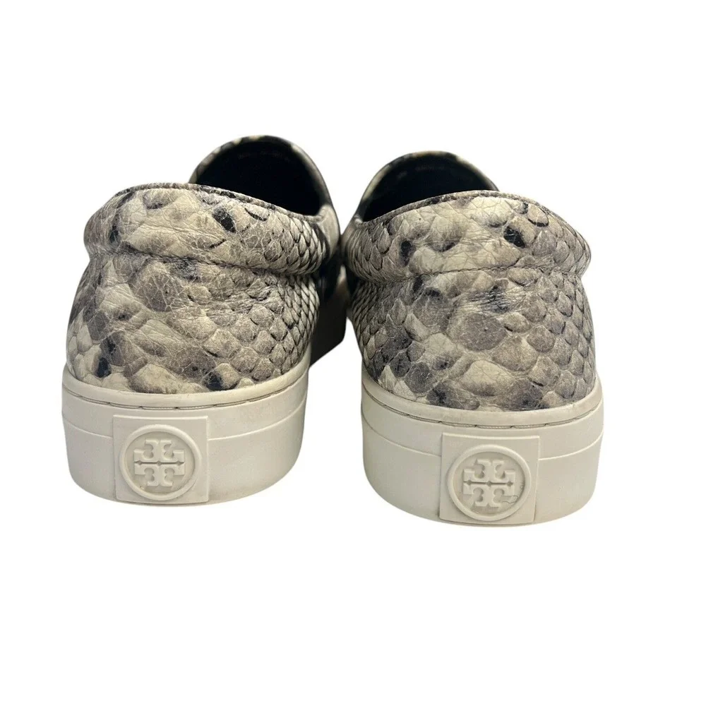 Tory Burch‎ Women Slip On Sneaker Grey Snakeskin Embossed Leather 8M